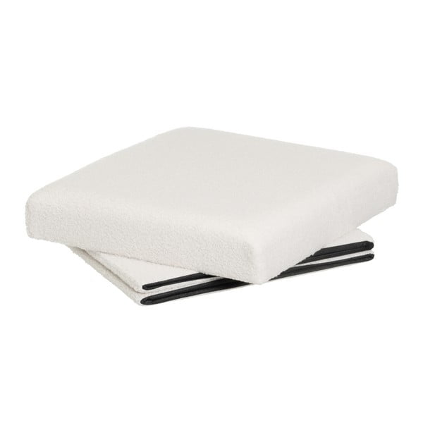 Taburet alb cu tapițerie din țesătură bouclé Ecru – Casa Selección-image-2