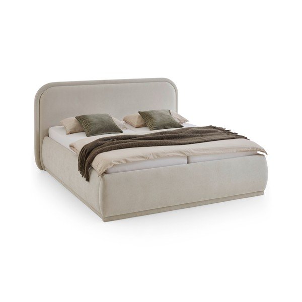 Pat matrimonial crem tapițat fără somieră 160x200 cm Soma – Meise Möbel