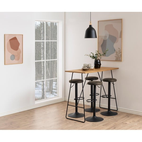 Scaun de bar gri cu înălțime ajustabilă tapițat (înălțime șezut 62 cm) Finch – Actona-image-2