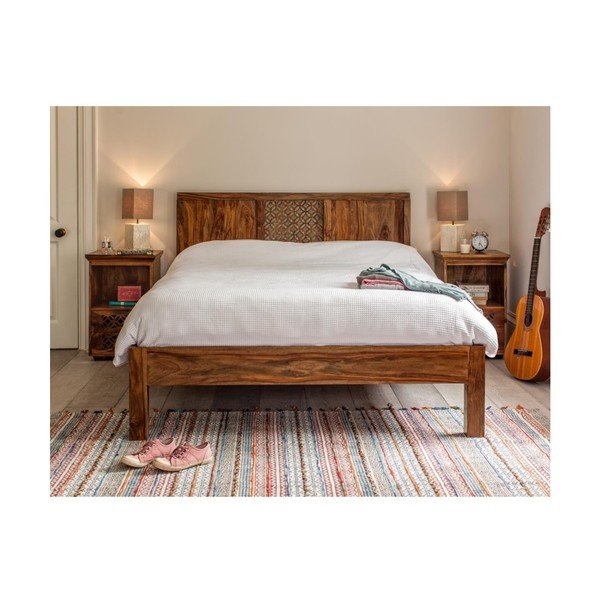 Pat din lemn masiv de palisandru Massive Home Rosie, 160 x 200 cm-image-1