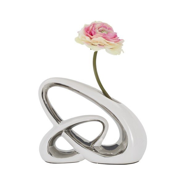 Vază din ceramică Mauro Ferretti Bling, alb-argintiu-image-2