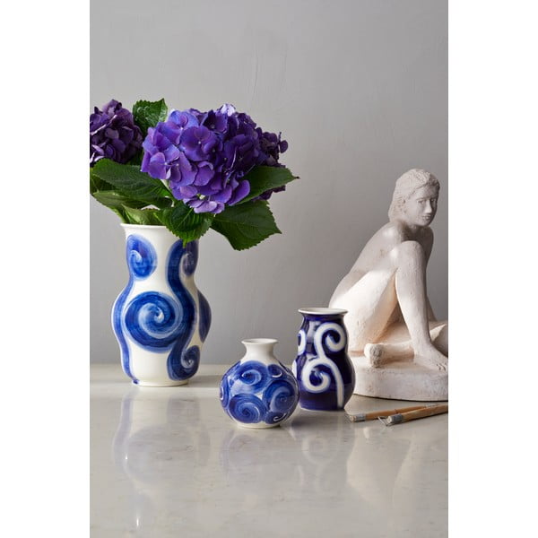 Vază albastră din gresie pictată manual Tulle – Kähler Design-image-3