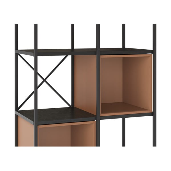 Bibliotecă neagră/cărămizie 71x179 cm Anya – Marckeric-image-4