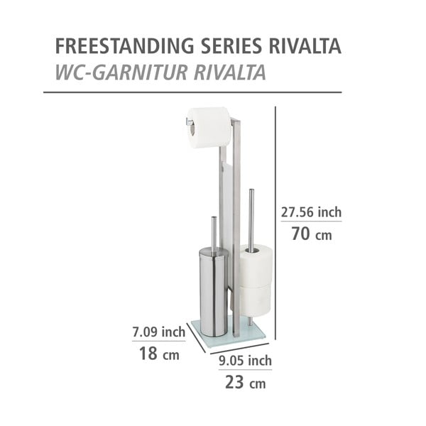 Suport pentru perie WC și hârtie igienică Wenko Rivalta, argintiu-image-4