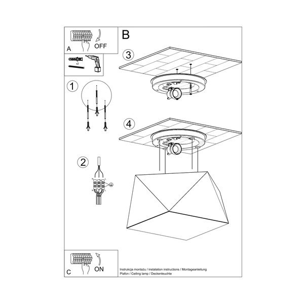 Plafonieră argintie 25x25 cm Koma – Sollux-image-4