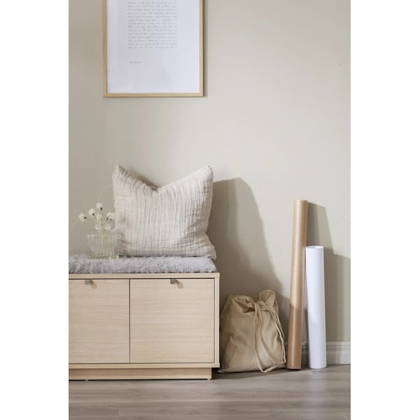 Pantofar gri/în culoare naturală cu bancă cu aspect de lemn de stejar Confetti – Rowico-image-1