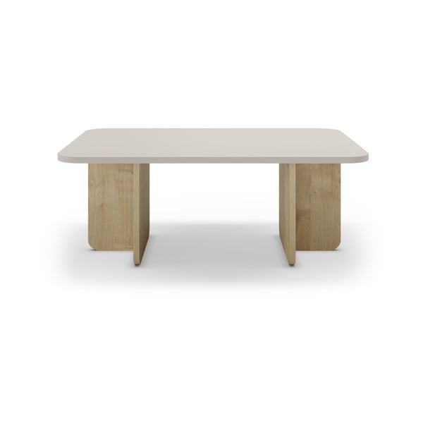 Măsuță de cafea crem/în culoare naturală cu aspect de lemn de stejar 56x100 cm Hillary – Marckeric