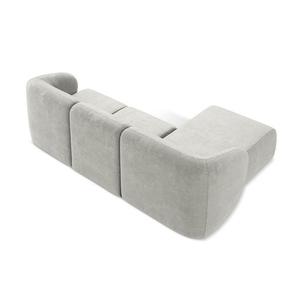 Colțar gri deschis cu tapițerie din chenille (cu colț pe partea stângă/cu șezlong) Lani – Makamii-image-3