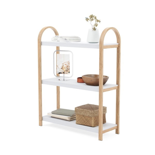 Etajeră albă/în culoare naturală cu aspect de lemn exotic 72x90 cm Bellwood – Umbra-image-4