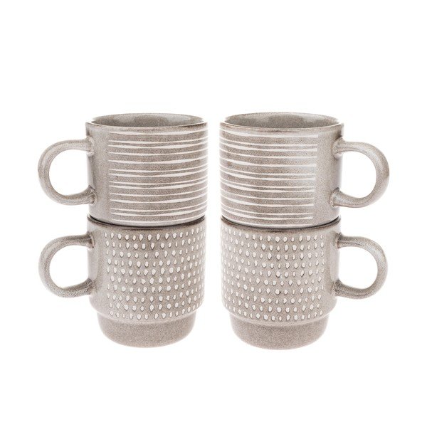 Cești maro deschis 4 buc. din ceramică 290 ml – Dakls