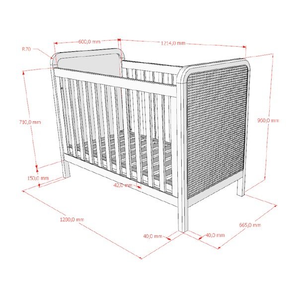 Pătuț în culoare naturală cu înălțime reglabilă 60x120 cm Woods – Vipack-image-3