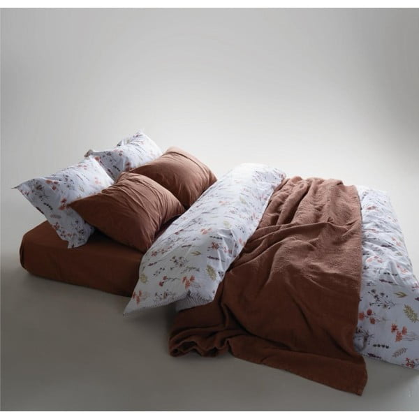 Lenjerie de pat albă din bumbac ranforcé pentru pat de o persoană 140x200 cm Floral Dance Autumn – Mila Home Luxury-image-1