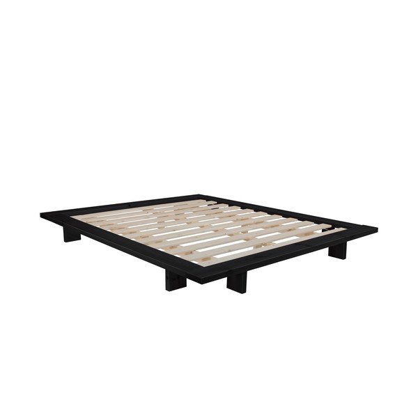 Pat dublu din lemn de pin cu saltea Karup Design Japan Double Latex Black/Black, 160 x 200 cm-image-3
