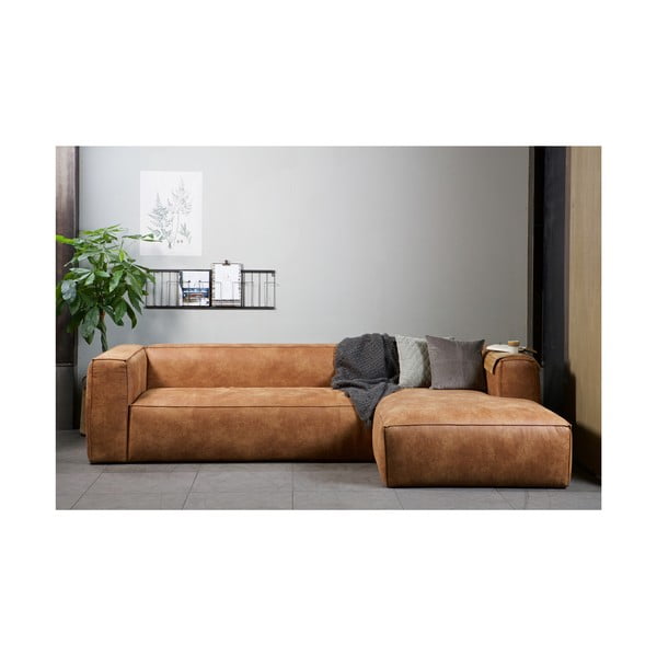 Colțar din piele reciclată WOOOD Bean, maro-image-1