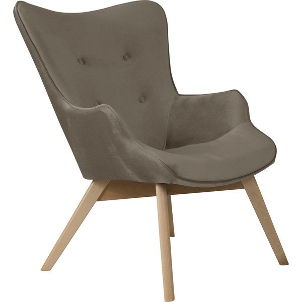 Fotoliu maro deschis cu tapițerie din catifea Niko – Ropez