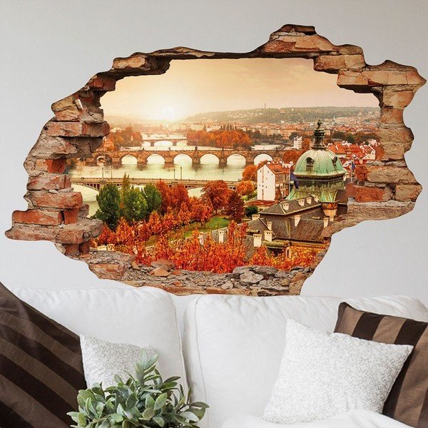Autocolant perete 3D Ambiance Praga Podzim, 90 x 60 cm-image-1