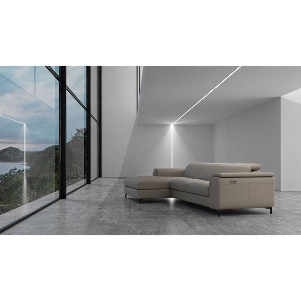 Colțar maro deschis cu tapițerie din piele (colț pe  partea stângă ) Brito – MESONICA-image-1