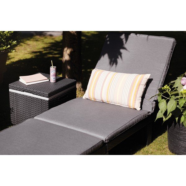 Șezlong de grădină gri închis capitonat/din ratan artificial ajustabil Daytona – Keter-image-3