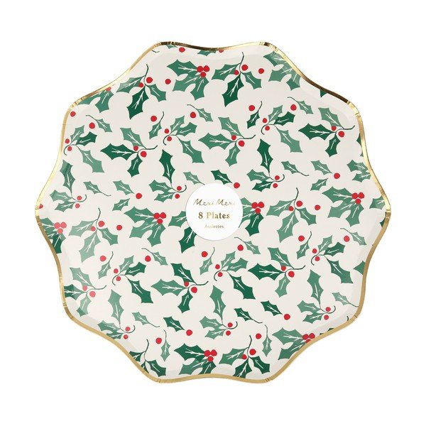Tăvi de unică folosință 8 buc. din hârtie Holly Pattern – Meri Meri-image-2