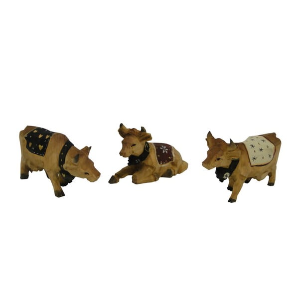 Set 3 figurine din lemn Antic Line Cow