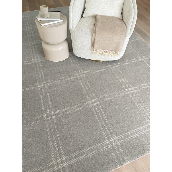 Covor gri deschis din lână 160x240 cm Calisia M Grid Prime – Agnella-image-1