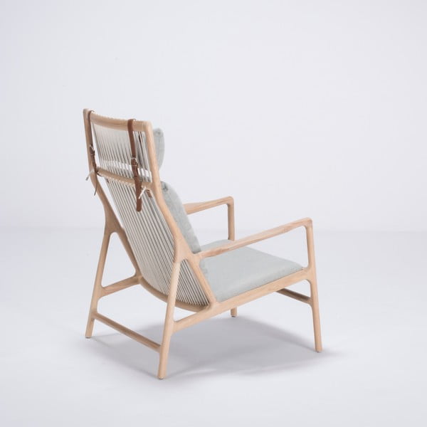 Fotoliu cu construcție din lemn de stejar Gazzda Dedo, albastru - gri-image-2