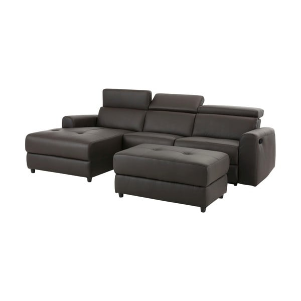 Colțar maro închis cu tapițerie din piele (cu colț pe partea stângă ) Capena – Støraa-image-4