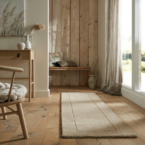 Covor tip traversă bej din lână 60x230 cm – Flair Rugs-image-1