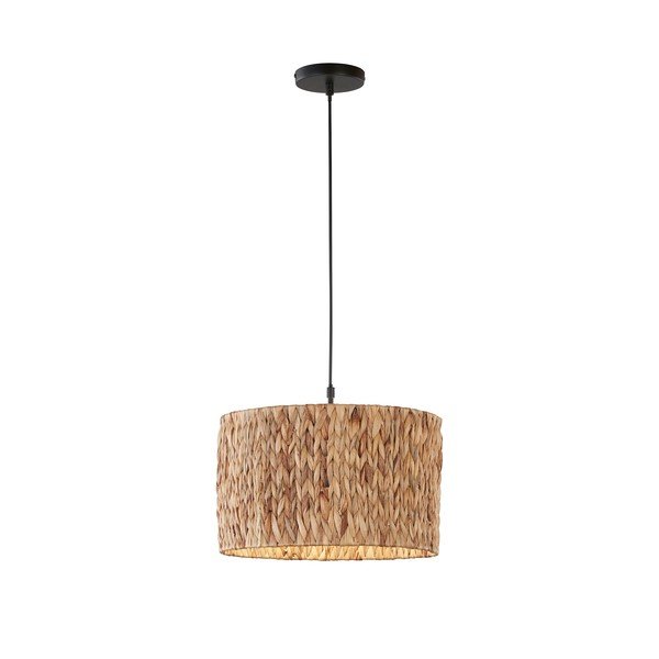 Lustră neagră/în culoare naturală cu abajur din zambilă de apă ø 38 cm Hyazinthe – Fischer & Honsel