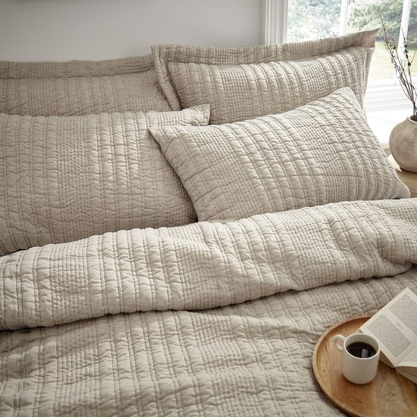 Lenjerie de pat bej pentru pat dublu 200x200 cm Tamba Stripe – Pineapple Elephant-image-1