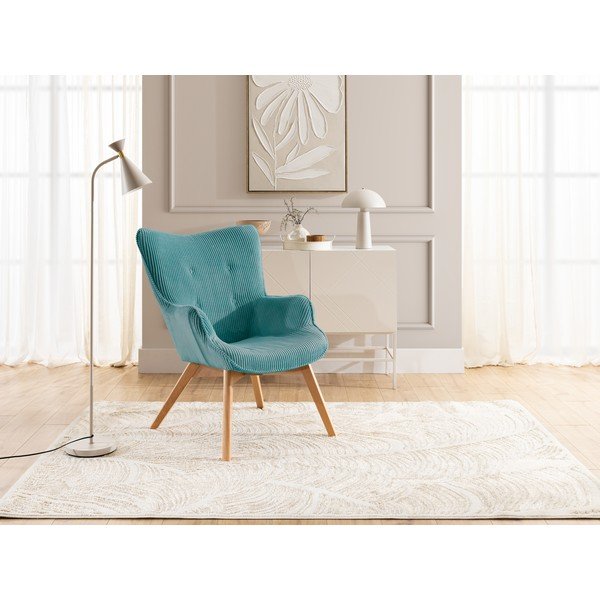 Fotoliu turcoaz cu tapițerie din catifea reiată Niko – Ropez-image-4