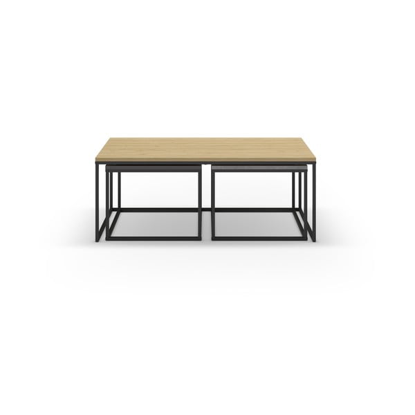 Măsuțe de cafea gri/în culoare naturală 3 buc. 60x110 cm Camelia – Marckeric-image-2