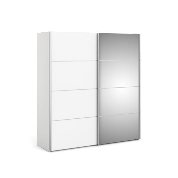 Șifonier cu oglindă și uși glisante Tvilum Verona, 182x202 cm, alb-image-3