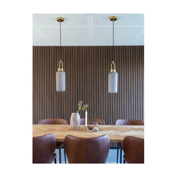 Lustră aurie cu abajur din sticlă ø 13 cm Luton – House Nordic-image-1