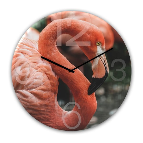 Ceas de perete Styler Glassclock Flamingo, ⌀ 30 cm