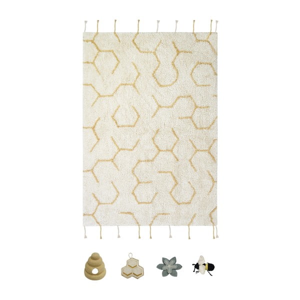 Covor de joacă pentru copii crem din bumbac 90x130 cm Pollination – Lorena Canals