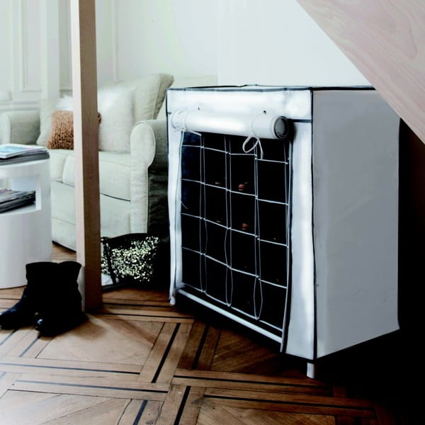 Pantofar textil Compactor shoes, 25 compartimente, negru - alb-image-1