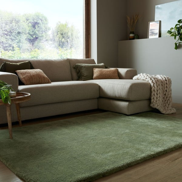 Blană verde-închis sintetică 160x230 cm Faroe Wool Look Fur – Flair Rugs-image-1