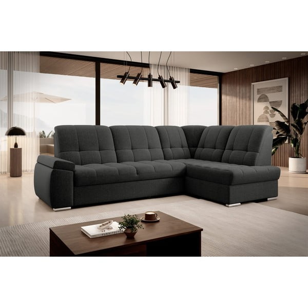 Colțar gri închis extensibil/cu spațiu de depozitare (cu colț pe partea dreaptă/în formă de ”L”) Sado – ELTAP-image-4