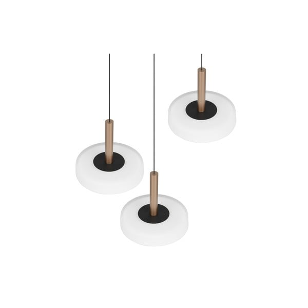Lustră neagră-albă/aurie LED cu intensitate reglabilă cu abajur din sticlă ø 35 cm Celeste – Trio-image-4
