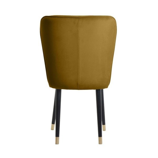 Scaun dining cu detalii aurii JohnsonStyle Odette French Velvet, galben muștar-image-4