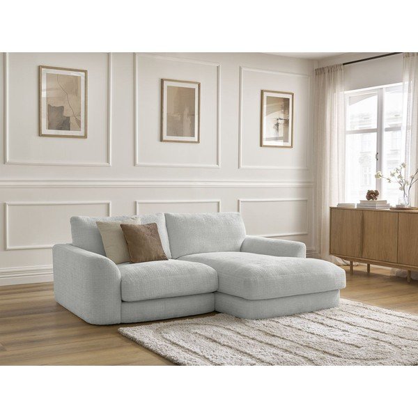 Colțar gri deschis cu tapițerie din chenille (cu colț pe partea dreaptă/cu șezlong) Leonore – Bobochic Paris-image-4