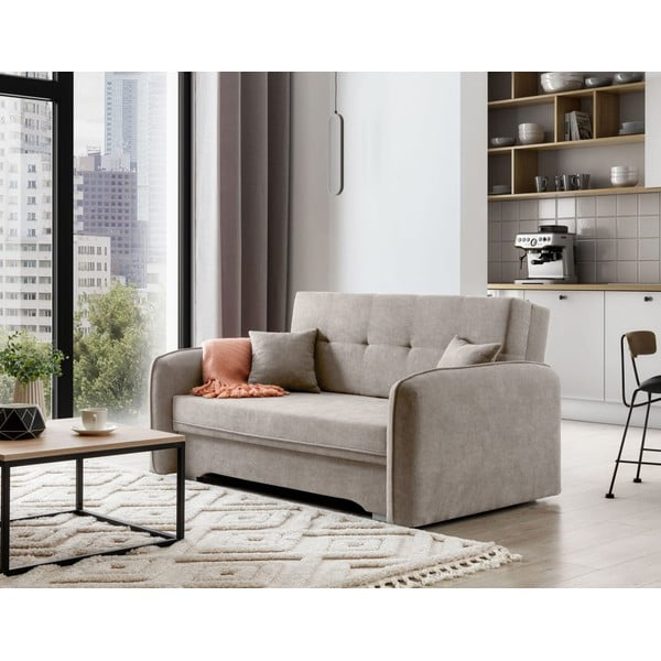 Canapea bej extensibilă/cu spațiu de depozitare cu tapițerie din chenille 155 cm Laine – ELTAP-image-3