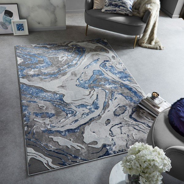 Covor albastru/gri 80x150 cm Marbled – Flair Rugs-image-1