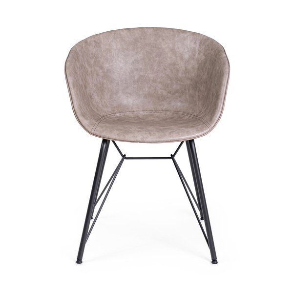 Scaun de living gri cu cotiere din imitație de piele Warhol – Bizzotto-image-2
