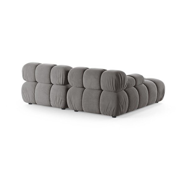 Colțar modular gri deschis cu tapițerie din catifea (cu colț pe partea stângă/cu șezlong) – Micadoni -image-2