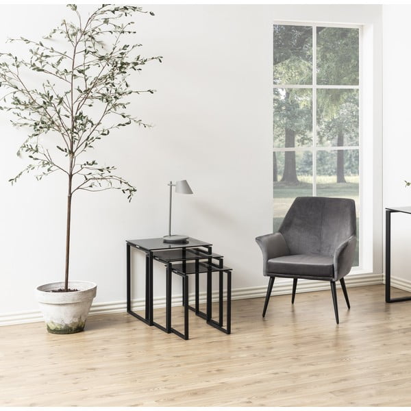 Set 3 mese de cafea cu picioare din fier Actona Katrine, negru-image-2