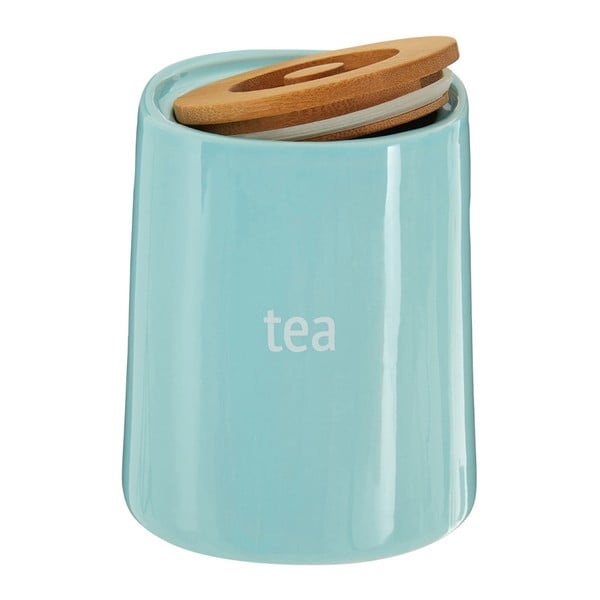 Recipient pentru ceai cu capac din lemn de bambus Premier Housewares Fletcher, 800 ml, albastru