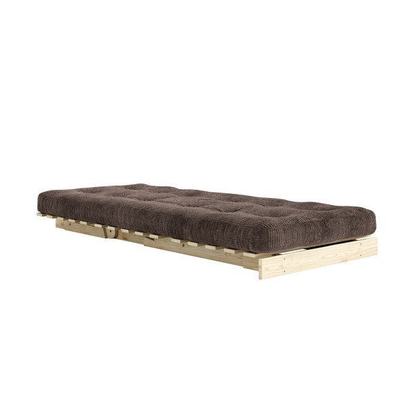 Fotoliu maro închis extensibil de tip futon cu tapițerie din catifea reiată Roots – Karup-image-1
