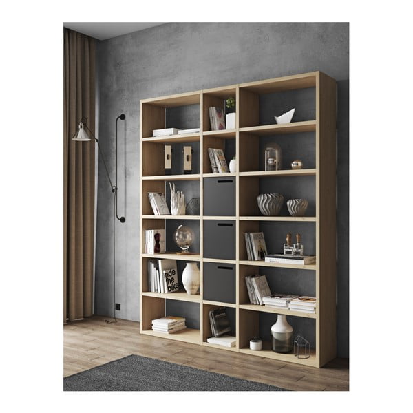 Bibliotecă TemaHome Pombal, lățime 182 cm, maro deschis-image-3